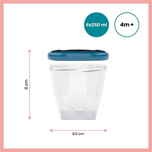 Babymoov Babybols airtight baby food storage containers, weaning pots, 250 ml, Pack of 6
