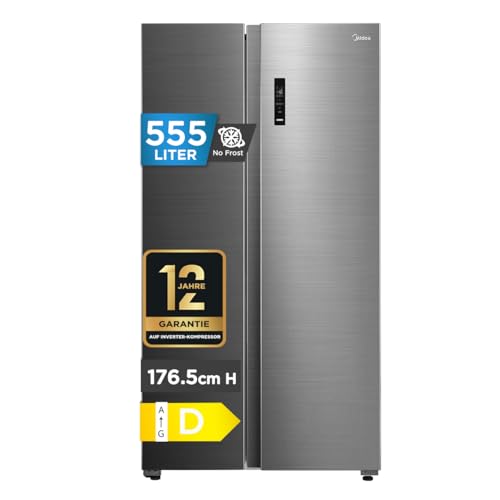 Midea Side by Side - Frigorífico con aspecto de acero inoxidable