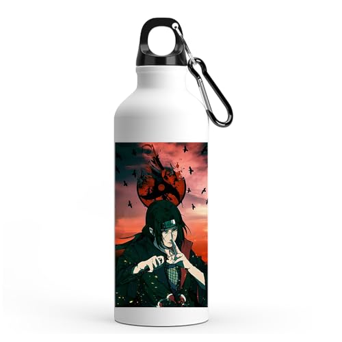 Image of Anime sipper water bottle with Itachi Print for Use school, gym, tuition, travling, yoga | Aluminium sublimation sipper bottle 750ml black cap (Itachi Uchiha-B-7)