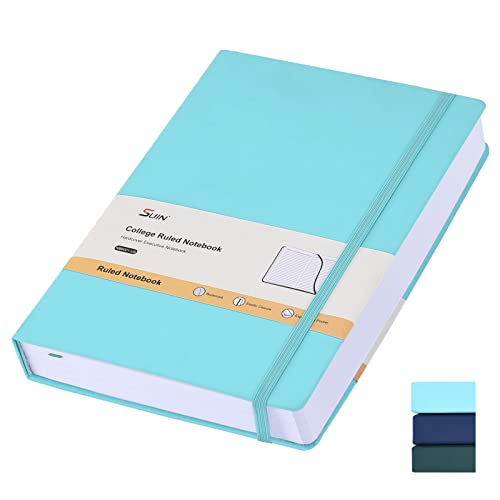 Hardcover Journals-Notebooks 304 pages, Heavy Duty B5 College Ruled Notebook, 100gsm Thick Lined Paper, Faux Leather cover, for Women Men Work School, 7.6'' X 10'' (Sky Blue)