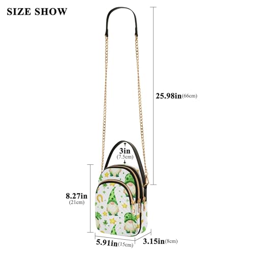 Cute Gnomes Green St Women over Shoulder Purse Animal Floral Phone Purse Chain Strap Handbag Quilted Zipper Bowler Tote Ladies Satchel3