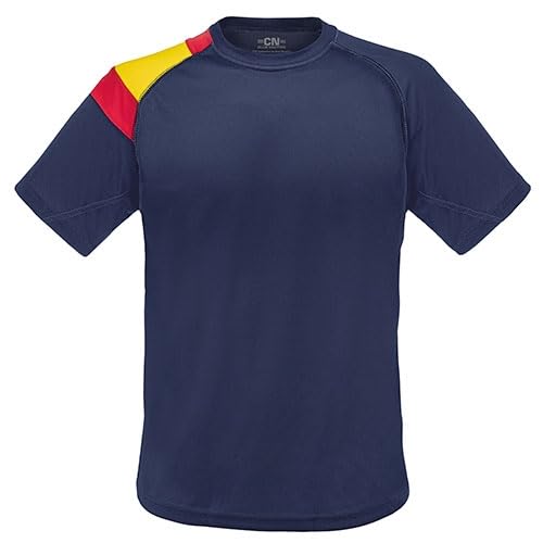 C&P Camiseta Personalizada, Bandera de España en Hombro Derecho | Manga Corta | 100% poliéster Elige tu Talla y Color Ideal | Personalizacion en DTF