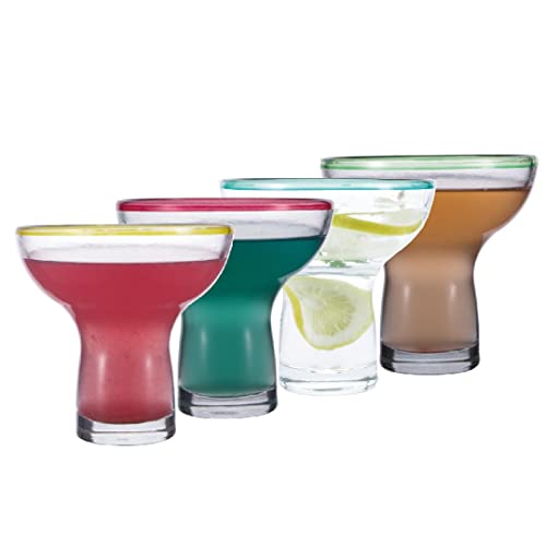 COLOR MARGARITA GLASSES STEMLESS XL LARGE THICK SOLID CLEAR GLASS 16온스 4팩