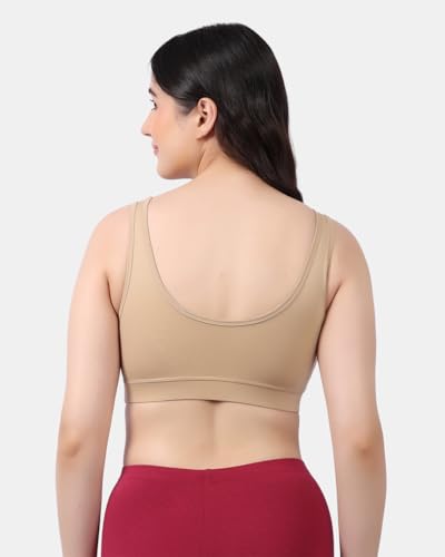 Image of Lavos Bamboo Cotton Comfort Sleeping Bra for Women, Slip On Bras to Wear at Home, Non-Padded & Non-Wired Sports Bras, Full /High Coverage, Soft Comfortable & Breathable Broad Strap Bra (Pack of 2)