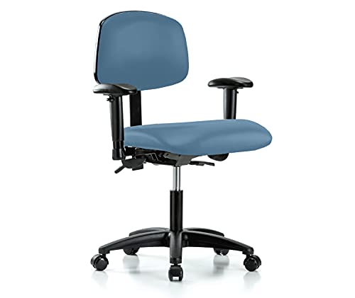 Image of Perch Multi-Task Office Chair with Adjustable Armrests | Desk Height 17-22 inch | Colonial Blue Vinyl