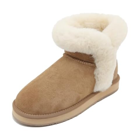 Mel&Syd Thick Sheepskin Fur Ankle Boots for Womens-Windproof Warmth Comfy Shearling Memory Foam Air Cushion Insole Snow Boots-Rubber No-Slip Boot-Wear Resistance Elastic Outsole for Women-Winter Boots Cover