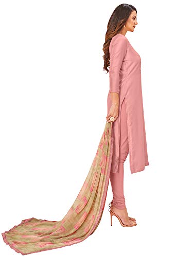 Image of AKHILAM Women's Chanderi Cotton Embroidered Unstitched Salwar Suit Material(Red 32DMK80 Parent)