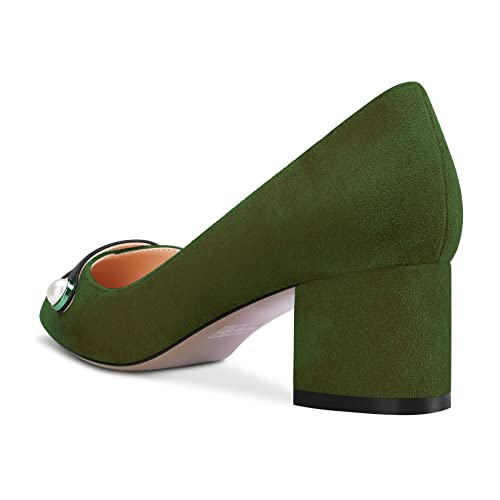 Castamere Women Chunky Block Mid Heel Pointed Toe Slip-on Pumps Wedding Dress 2.0 Inches Heels4