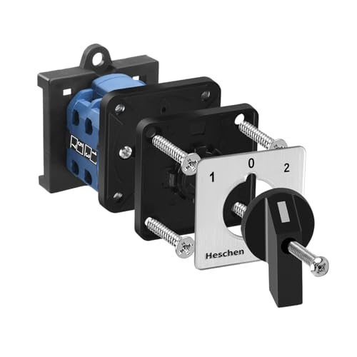 Heschen, Universeller Nockenschaltwerk-Umschalter, SZW26-20/D202.2-B11R, 35 mm DIN-Schienenmontage, 660V 20A EIN-AUS-EIN, 3 Positionen, 2 Phasen, 8 Klemmen, CE/TUV-gelistet