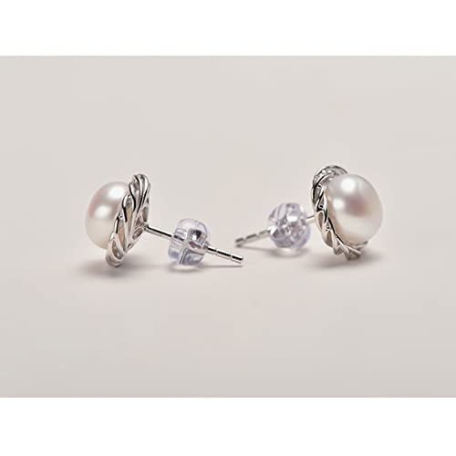 Boucles d'oreilles en perles d'eau douce blanches S925 pour femmes - 6