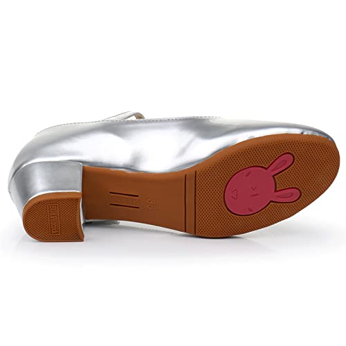 Girls Dance Shoes Low Heel Princess Flats Block Heel Mary Jane Flower Wedding Party Princess Shoes for Kids Toddler2