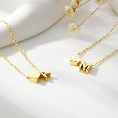 Image of M MOOHAM Easter Gifts for Kids Teens Girls - 14K-Gold-Plated Heart Initial A-Z Bracelets for Women Girl Dainty Gold Bracelets Birthday Easter Basket Stuffers Gifts for Women Teenage Girls Kids Teens