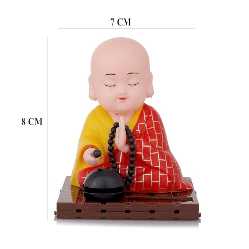 Image of YBN Moving Hand Solar Powered Monk Statue for Car Dashboard Home Decor and Office | Buddhaa| Solar Powered Moving Hand (Small) (Monk)