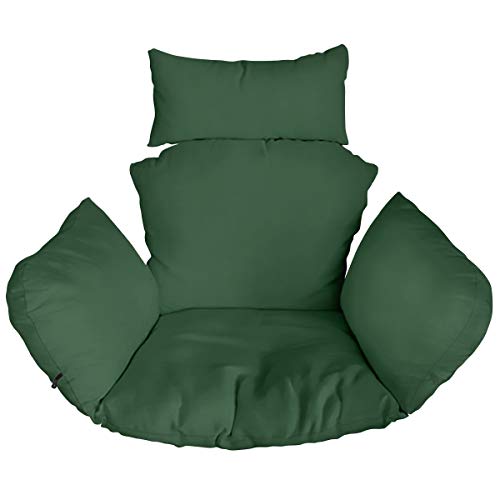 Ferocity Cojín de Silla de Hamaca XXL, Colgante Huevo Cojines, Columpio Silla Cojín Respaldo con Almohada para la Cabeza, Cjín Impermeable, para Patio Jardín, Verde [114]
