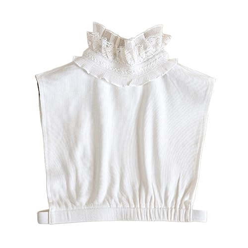 Lilinzhi Suéter falso creativo para mujer, con capa dulce, para ropa hermosa, color blanco y negro, encaje falso, media parte superior a juego con suéter, blusa, blanco, M