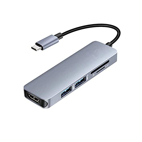 Image of USB HUB 5 in 1 USB C Hub Multiport Adapter, Type C to HDMI 4K 30Hz /USB3.0 /TF /SD Card Reader, Type C Converter Compatible with Mate10 /P20, S8 /S9 /Note9, iOS Devices (USB C TO 5 IN 1 WITH HDMI HUB)