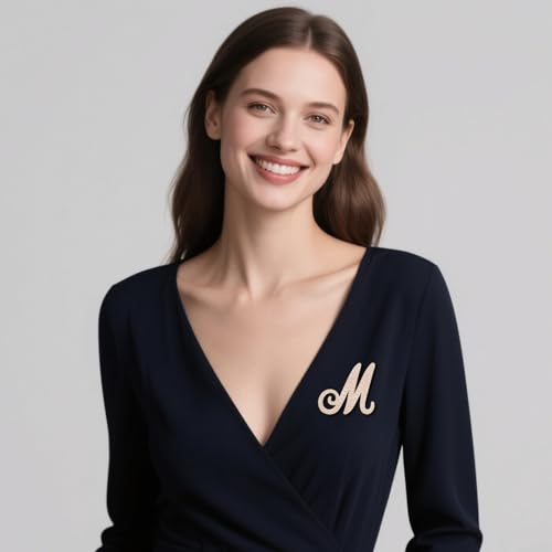 Image of Initial Letter Brooch Pin Pearl Letter Brooches Golden Pins Accessories Jewelry Birthday Chrisrmas Gift for Women