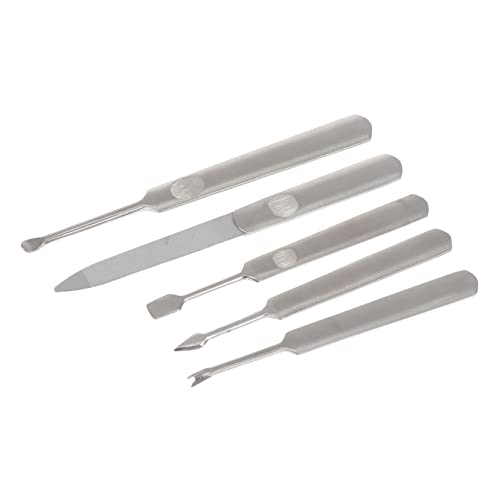Ipetboom 5 Piezas kit de manicura agente de mudanzas palo de cutícula cuticle remover cuidado de uñas tenedores de piel muerta de manicura herramientas de manicura pedicura Acero inoxidable