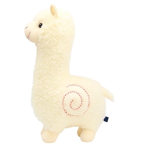 Alpaka Kuscheltier, Weiches Lama Plüschtier 23 cm, Niedliches Alpaka Geschenk für Kinder und Erwachsene, Ideal als Kuscheltier und Dekoration, Weißes Plüschtier aus PP-Füllmaterial