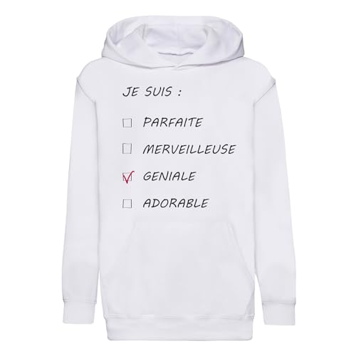 Sweat à Capuche Enfant Je suis Géniale Cases à Cocher - Premium Noir en Coton