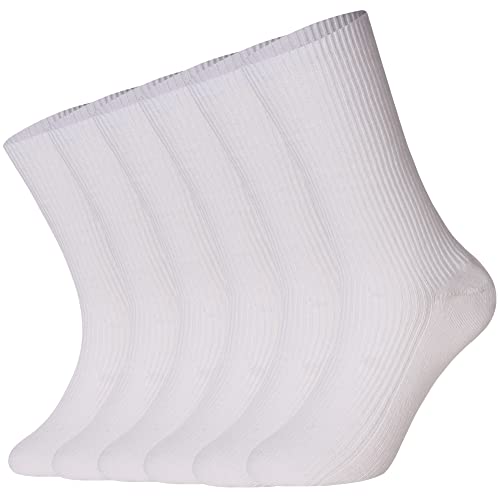 Kids Athletic Crew Socks Boys Girls Classic School Uniform Casual Cotton Childs Sports Breathable Socks 6 Pairs (9-12 Years, 6 Pairs White) #TOP22