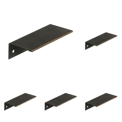 Image of Amerock | Cabinet Pull | Oil Rubbed Bronze | 3 inch (76 mm) Center to Center | Edge Pull | 5 Pack | Drawer Pull | Drawer Handle | Cabinet Hardware