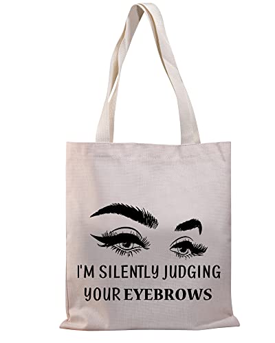 PLITI Sac fourre-tout esthéticienne - Cadeau idéal pour esthéticienne - I'm Silently Judging Your Eyebrows - Sac de fournitures esthétiques, Judging Eyebrows Tg, Medium Cover