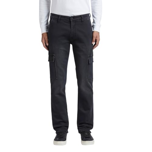 Image of Pepe Jeans Men's Cargo Jeans for Men | Mid Rise | Straight Fit | Stretchable Fabric | Utility Pants with 7 Pockets | Cotton Cargo Pants