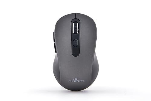 Bluestork - Souris sans Fil Rechargeable, Silencieuse, Récepteur USB, 2,5 Ghz, Souris sans Fil, 6 Boutons, Design Ergonomique, 800-1600 Dpi, Compatible Pc, Mac, Ordinateur Portable -2023 (Gris)