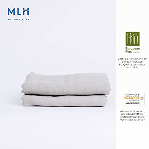 My Linen Home Bettlaken aus 100% Stonewashed Leinen Hellgrau, 200x260cm I Hypoallergen, Temperaturregulierend, Atmungsaktiv I Sanft, weich selbst zur empfindlichsten Haut I Für alle Jahreszeiten
