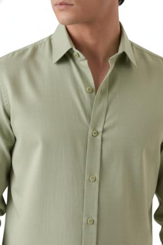 Image of CRYSTAL SKY Men Airy Linen Cotton Shirt Regular Fit Full Sleeves Solid Formal Shirt Stylish Daily Casual Office Wear