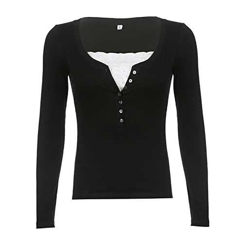 Women Y2k Fairy Grunge Graphic Tees Vintage Long Sleeve T Shirts Aesthetic Blouses Teen Girls Slim Fit Fall Tops (Vintage# Black, S)3