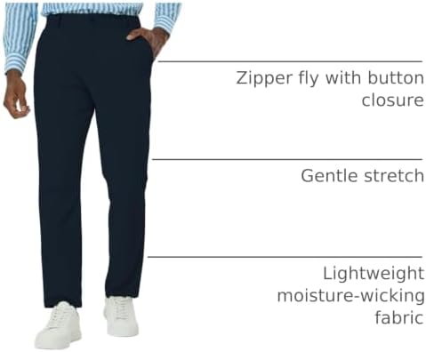 SNOWTEN Mens Dress Pants, Soft Pro Fabric, Classic Fit Stretch Work Pants Lightweight Water-Repellent Pant with Pockets Navy Blue 30w × 32L — view 3