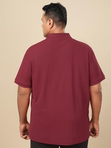 Image of TECHNOSPORT Men's Solid Slim Fit Polo Collar T-Shirt MATPIQ Half Sleeve Button Polyester for Gym Golf Casual Anti Odour UPF50+