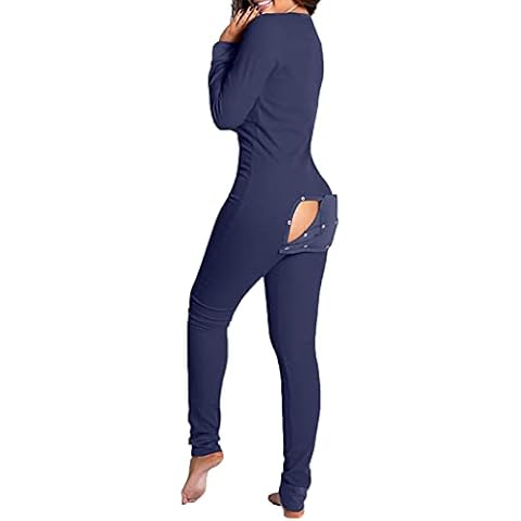 Mujeres Pijamas Tipo Mono Elegante Rojo Casual Funcional con Solapa Abotonada Adultos Otoño Invierno Gris Ropa de Dormir Negro Homewear Señoras Enterizo de Pijamas Color Solid Azul Marino Talla S-XL Cover