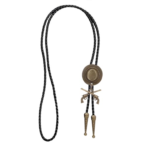 Image of Cowboy Bolo Tie for Men, Vintage Cow Skull Bolo Tie Necklace Native American Necktie for Men Women