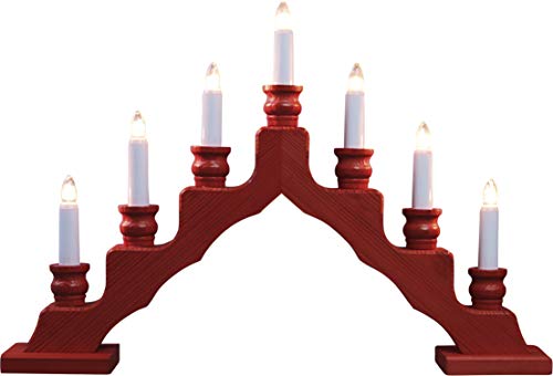 Preisvergleich Produktbild weigla Schwedenleuchter / Schwibbogen"trendiger Schwede ROT" 7 flammig