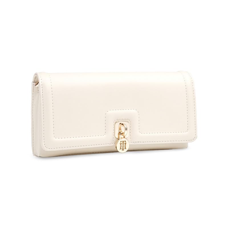 Image of Tommy Hilfiger Women's Flap Wallet with Detachable Sling Lumiere - Beige | PU Solid Finish | | No. of Compartment - 2 | Stylish Clutch for Women