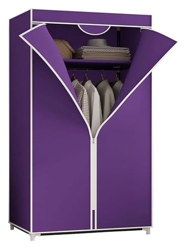 Armoire en toile avec rail de suspension solide et housse de protection zippée violette