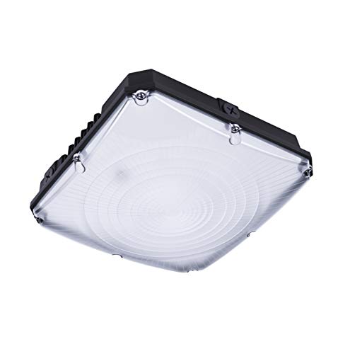 Hyperikon LED Canopy Light, Outdoor Gas Station Light Fixture, Black, 5000K, UL, DLC, 40 Watts