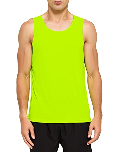 DEMOZU Men's Neon Running Tank Top Bright Workout Gym Athletic Rave Party Tank Top