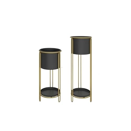 Z4t8m2k6g5 Black Plant Shelf Living Room Floor Plant Stands Nordic Light Luxury Iron Shelves Simple Tv Cabinet Sofa Side Shelf Indoor Flowerpot Flower Rack(Black)