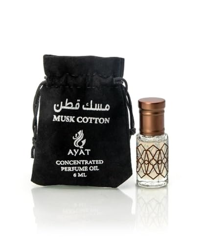 AYAT PERFUMES – Huile Parfumée Musk Cotton 6 ml Senteur Arabian Orientale | Extrait de Parfum/Attar Odeur Longue Durée | Musc Halal Sans Alcool Fabriqué...