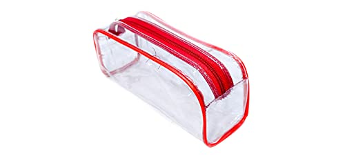 Image of iShine Multipurpose Travel Morning Zipper Pouch for Men and Women Transparent Medium (Pack of 1, Red)