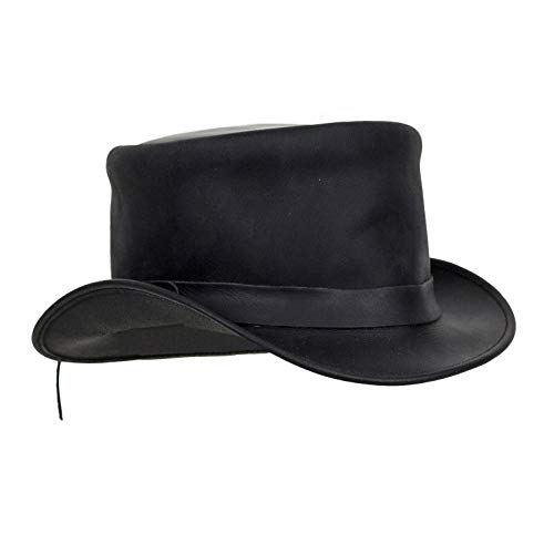 DREAM APPAREL Black Leather Deadman Top Hat (XL)