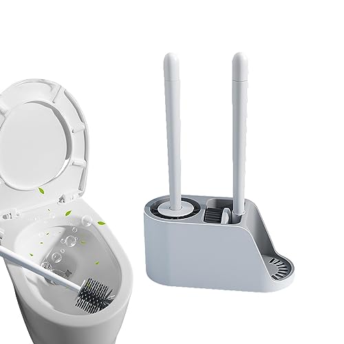 Cepillo de limpieza de inodoro de silicona con soporte, herramienta de limpieza de baño reutilizable, cepillo de limpieza de cabeza de silicona para inodoro, bañera, suelo y hogar