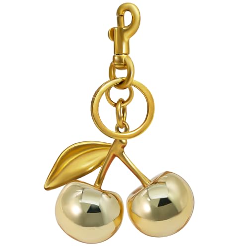Nylry Cherry Keychain & Bag Charm - Cute Cherry Accessories for Women - Gift, Bronze Gold, One Size