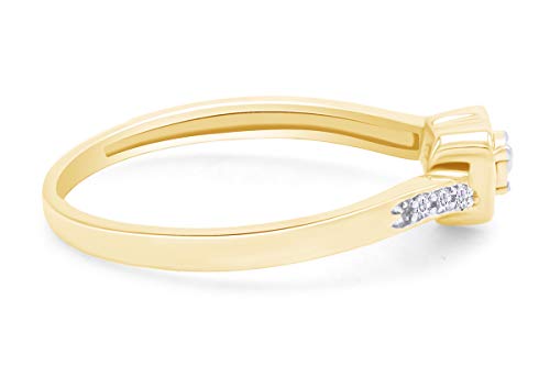 AFFY 14k Gold Over Sterling Silver 1/20 Carat Round Cut Real Diamond, Moissanite or Lab Grown Diamond In Heart Shaped Promise Ring Jewelry For Womens4