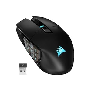 CORSAIR SCIMITAR ELITE WIRELESS MMO Gaming Mouse – 26.000 DPI – 16 Programmierbare Tasten – Bis zu 150 Stunden Akkulaufzeit – iCUE-Kompatibel – PC, PS5, PS4, Xbox – Schwarz