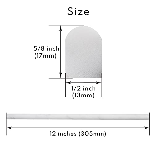 Lovdeco Carrara White 1/2" X 12" Marble Pencil Liner Tile, Edge Trim Molding For Shower And Backsplash, Bullnose Tile Trim Polished, 10 Pcs/Box #TOP1